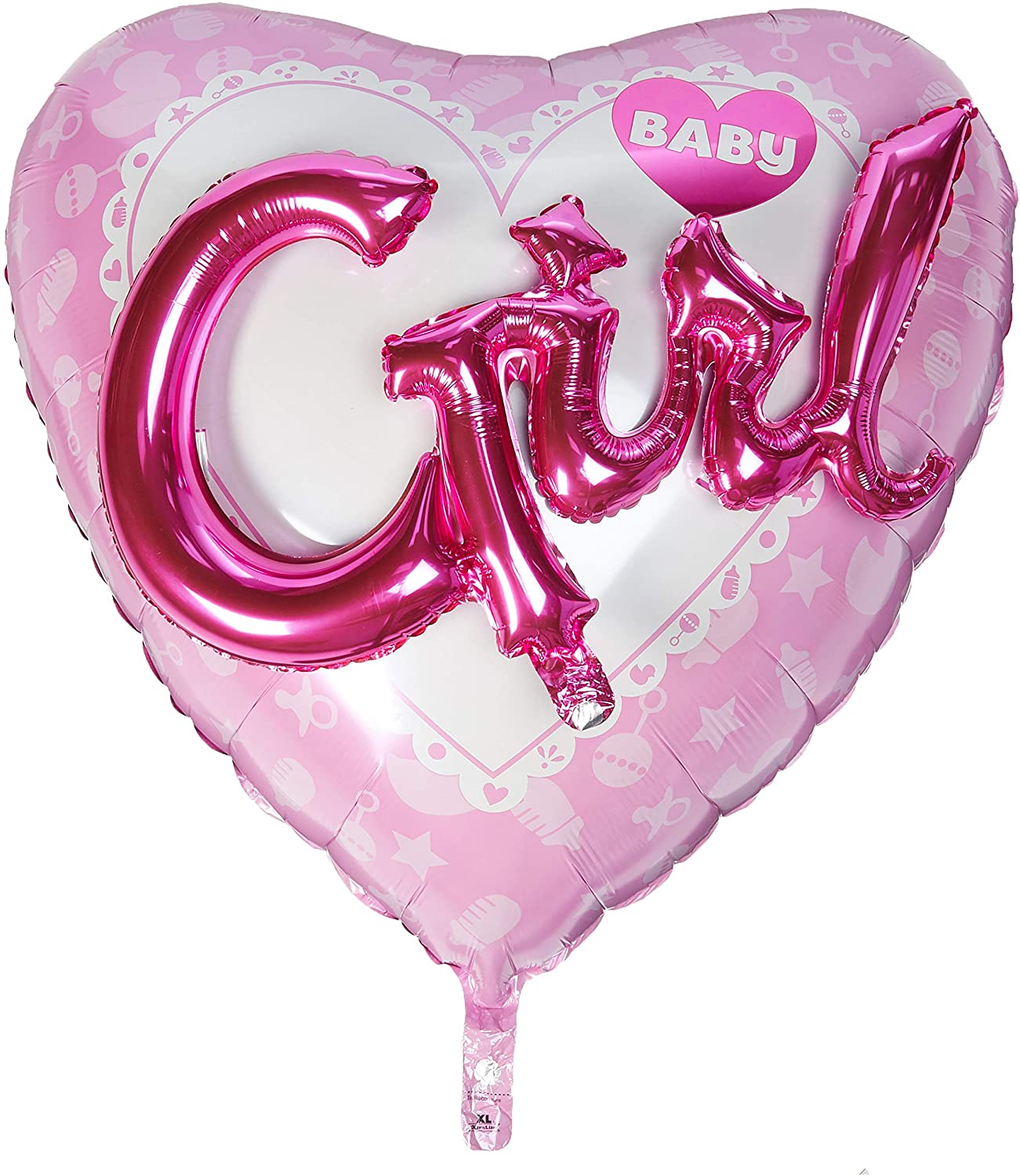 Pink Heart Foil Balloon with Baby Girl Design - 1 Pc, standard size