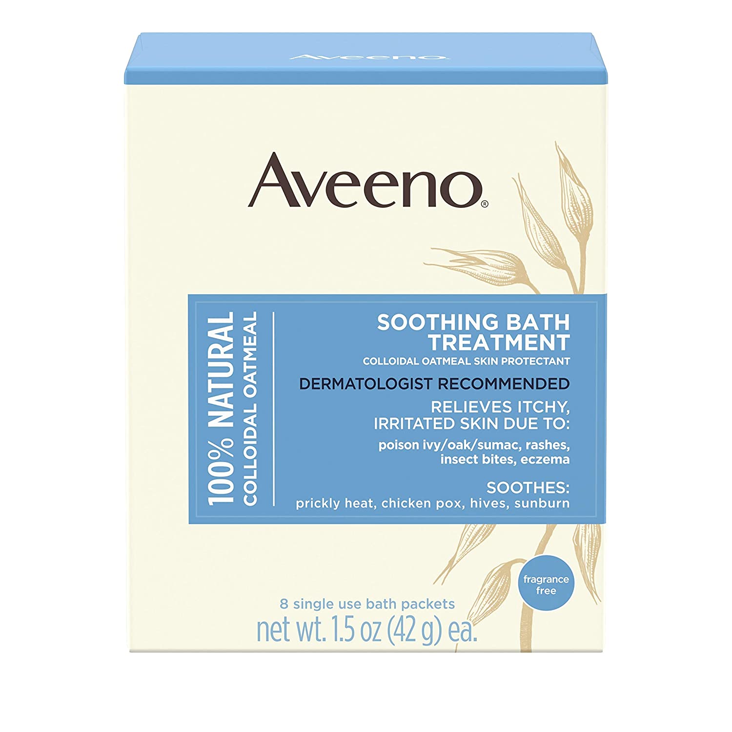 Aveeno 772-0188 Soothing Bath Treatment for Itchy Irritated Skin, Pack of 8, 5.25 g (Pack of 8)