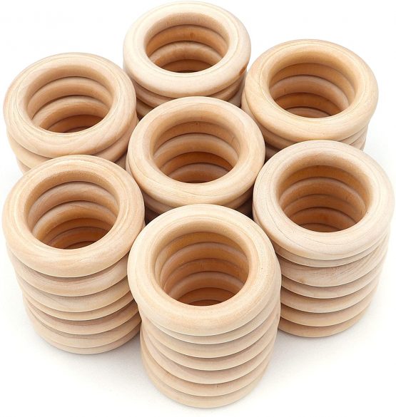 Kurtzy Natural Wooden Rings (50 Pack) - 55mm Outer Diameter with 35mm Inner Diameter - Unfinished Wood Ring for Arts & Crafts, DIY, Home Decor, Jewellery Making, Ring Pendant Connectors - Image 3