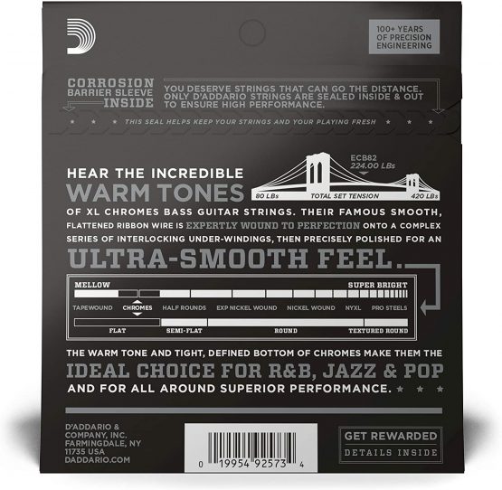 D'Addario ECB82 XL Chromes Medium (.050-.105) Electric Bass Guitar Strings - Image 3