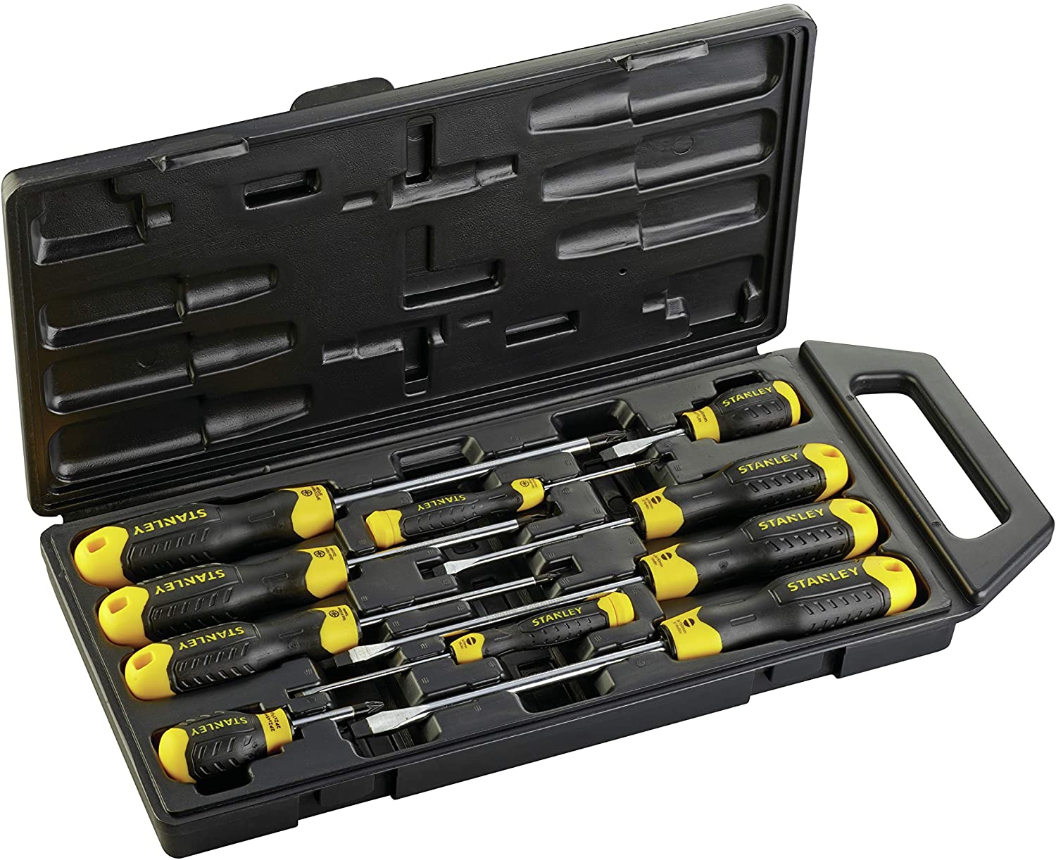 Stanley Cushion Grip 10 Pc. Mixed Pozidriv & Slotted Screwdriver Set, 2-65-014, Multi-colour - Image 2