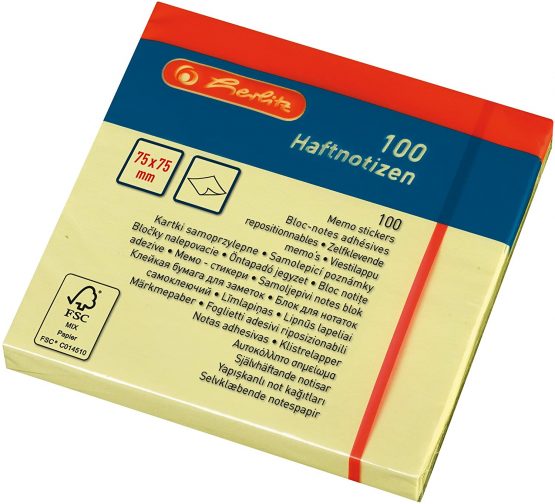 Herlitz 75 x 75 mm Memo Stickers - Yellow - Image 2