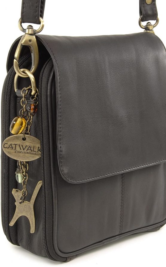 Catwalk Collection Handbags - Women's Leather Cross Body Shoulder Bag - Organiser Messenger with Long Adjustable Strap - TEAGAN - Image 4