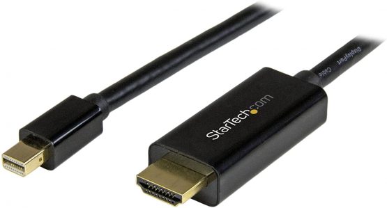 StarTech Mini DisplayPort to HDMI Adapter Cable - mDP to HDMI Adapter with Built-in Cable - Black - 5 m (15 ft.) - Ultra HD 4K 30Hz (MDP2HDMM5MB)