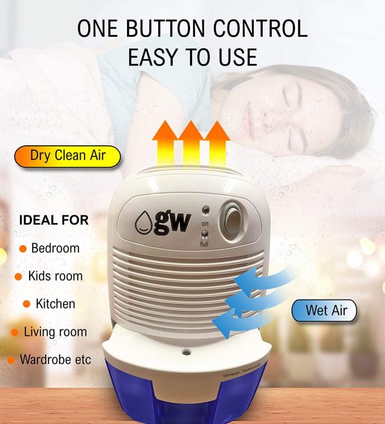 gw-Dehumidifier - Compact Mini Dehumidifier 500ml. Portable Low Weight Whisper Quiet Air Cleaner for Damp, Condensation, Mould in the Bedroom, Kitchen, Bathroom, Office, Caravan, Garage, Basement - Image 3