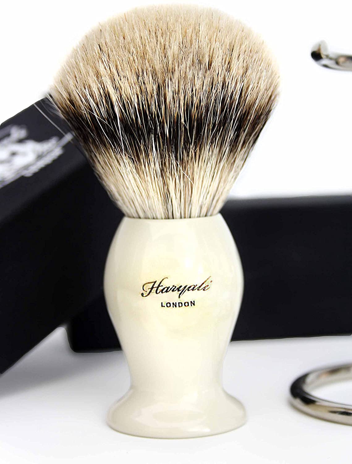 Haryali London Shaving Kit, 2 Pc Shaving Kit, Silvertip Badger Shaving Brush, Stainless Steel Shaving Stand - Image 3