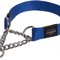 Reflective Nylon Choke Collar; Slip Show Obedience Training Gentle Choker for Extra Large Dogs, Blue