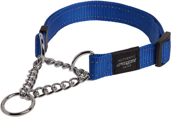 Reflective Nylon Choke Collar; Slip Show Obedience Training Gentle Choker for Extra Large Dogs, Blue
