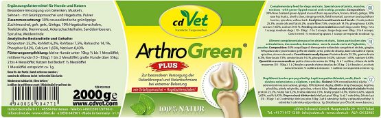cdVet Natural Products ArthroGreen plus 2 kg - optimally supports the musculoskeletal system and joints in acute phases - nutrition-related support - for the strength of bones and cartilage - - Image 2