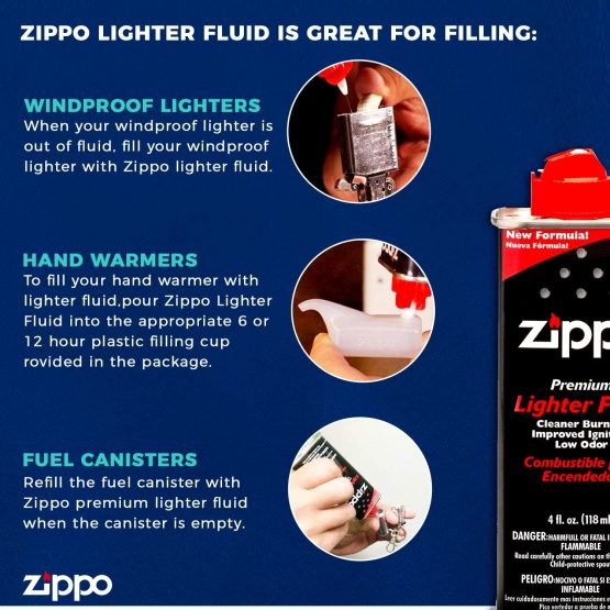 Zippo Lighter Fuel 125 ml (4 oz) | Works with Zippo Windproof Lighter & Zippo Refillable Hand warmer | Fast Ignition | Low Odor | Lighter Fuel Refill| Easy Fill Nozzle - Image 4
