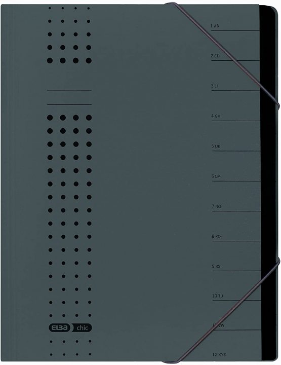 Elba Chic 42496AZ Folder Recycled Card 450 g/m² (Pack of 12 Compartments with Blank Tabs Pack of 5 Charcoal Folder File Chic A4 Charcoal - Image 2