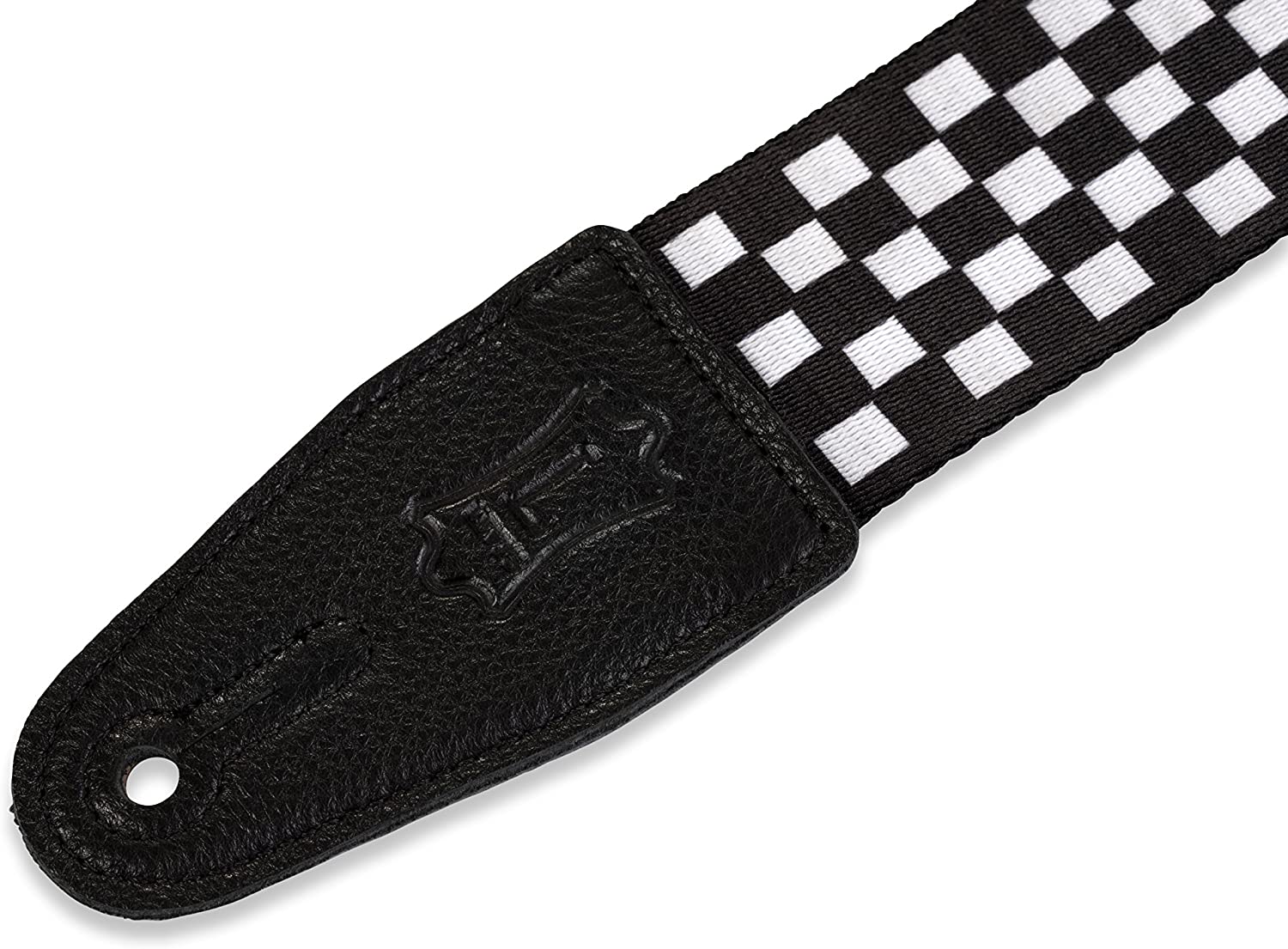 Levy's 2-inch Polyester Guitar Strap - Black/White Chequered, Black/Whitechequered, 2 inch - Image 4