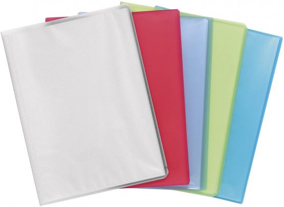 Exacompta Translucent Semi-Rigid PP Display Book, A4, 100 Pockets - Assorted Colours, Pack of 8