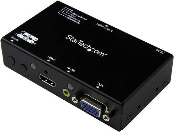 StarTech 2x1 VGA + HDMI to HDMI Switch / Selector Box - 1080p Multi Video Input Automatic Switcher - 2 Computers In 1 Monitor Out (VS221VGA2HD)