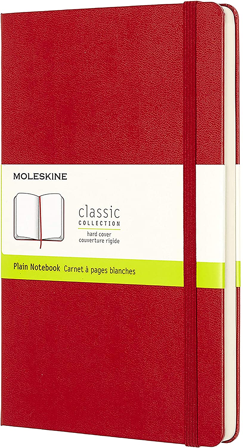 Moleskine Classic Notebook, Notebook With Plain Pages, Soft Cover and Elastic Closure, Red, Large, 13 x 21 cm, 240 Pages