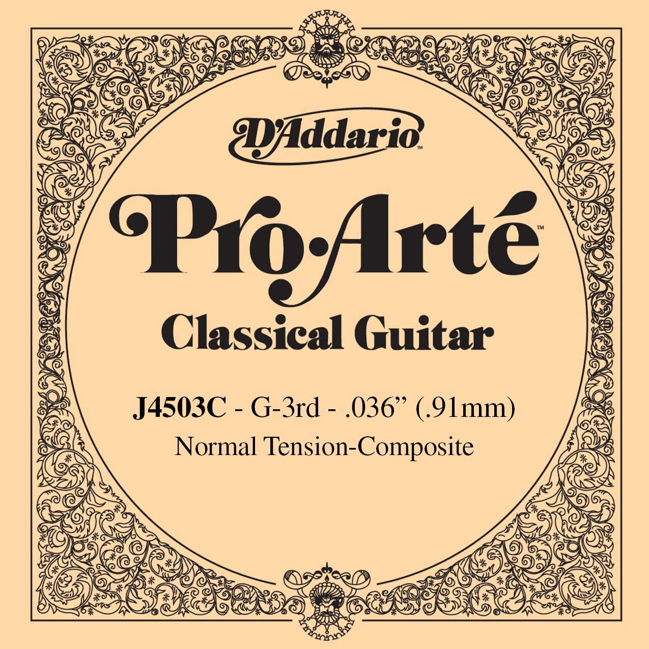 D'Addario J4503C Pro-Arte Composite Normal Tension Single Third String for Classical Guitar, Composite Classical