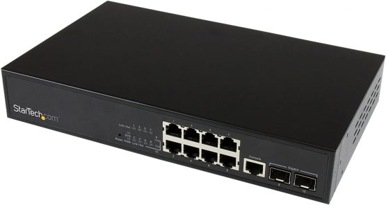 StarTech 10 Port L2 Managed Gigabit Ethernet Switch with 2 Open SFP Slots - Rack Mountable - Layer 2 Network Switch (IES101002SFP)