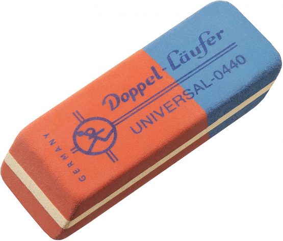 Läufer 00440 Double Universal 0440 Rubber Eraser, Red and Blue Classic, Bevelled Erasers