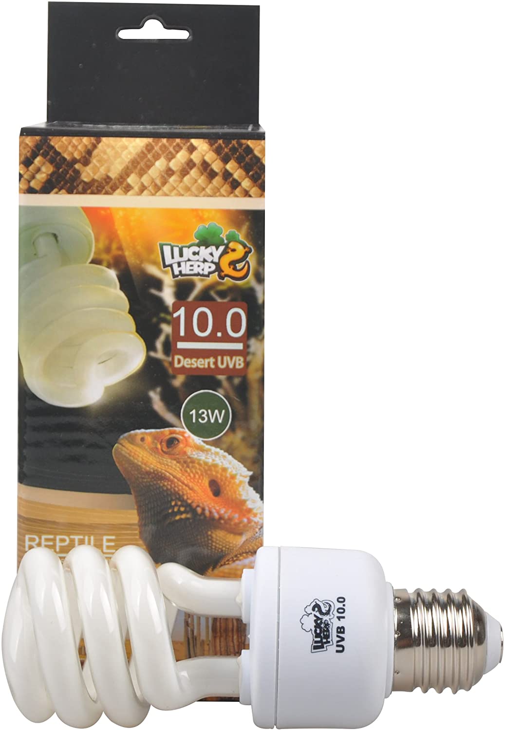 LUCKY HERP UVB 10.0 Reptile Compact Fluorescent Light Bulb,E27,13W,26W Available (13, Watts), White