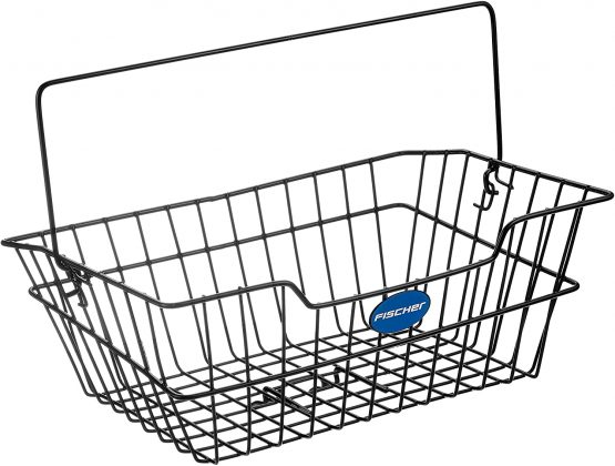 fischer Unisex_Adult Gepäckträger-Korb Basket, Black, 32 x 40 x 19 cm