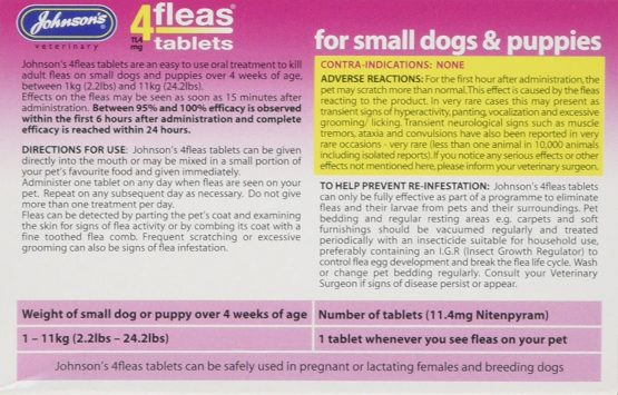 Johnsons Veterinary Products 4Fleas Tablets for Puppies and Small Dogs Treatment Pack, Pack of 6 - Image 2