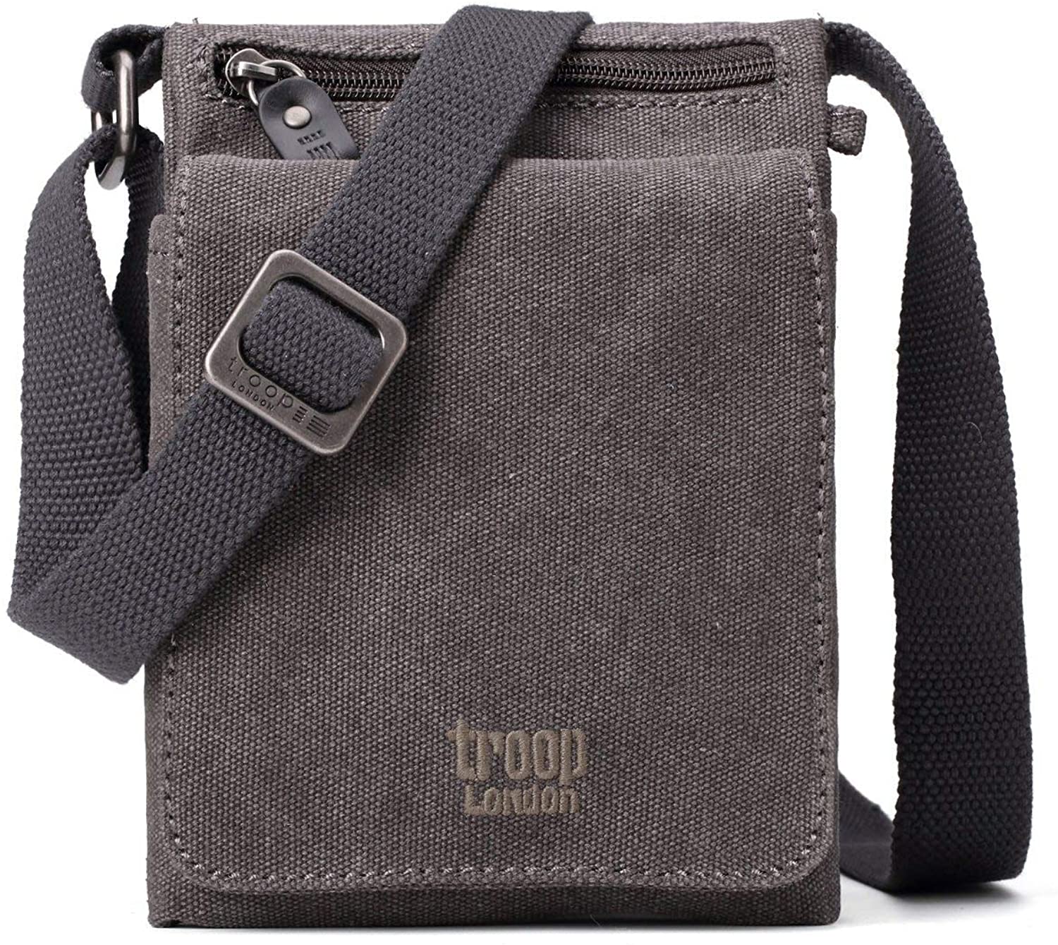Troop London TRP0243L Classic Canvas Across Body Bag Brown - Image 2