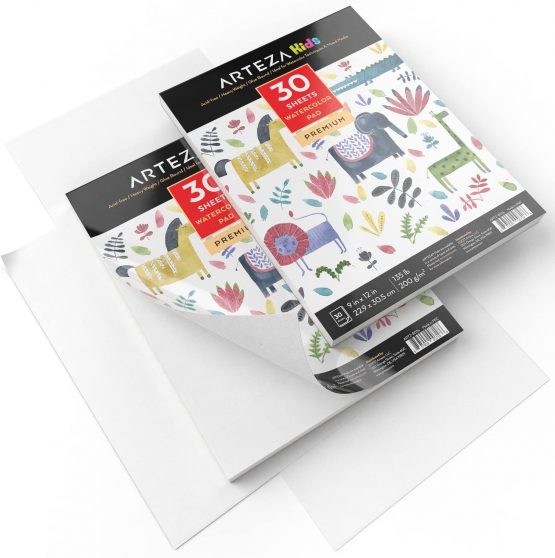Arteza Watercolour Paper Pad, 2 Pack, 22.9 x 30.5 cm, 60 Sheets, 200gsm, Art Supplies for Watercolour Techniques and Mixed Media - Image 4