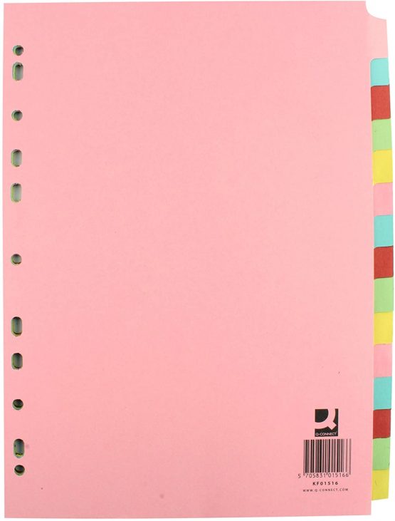 Q-Connect A4 15 Part Subject Divider KF01516 - Multicolor