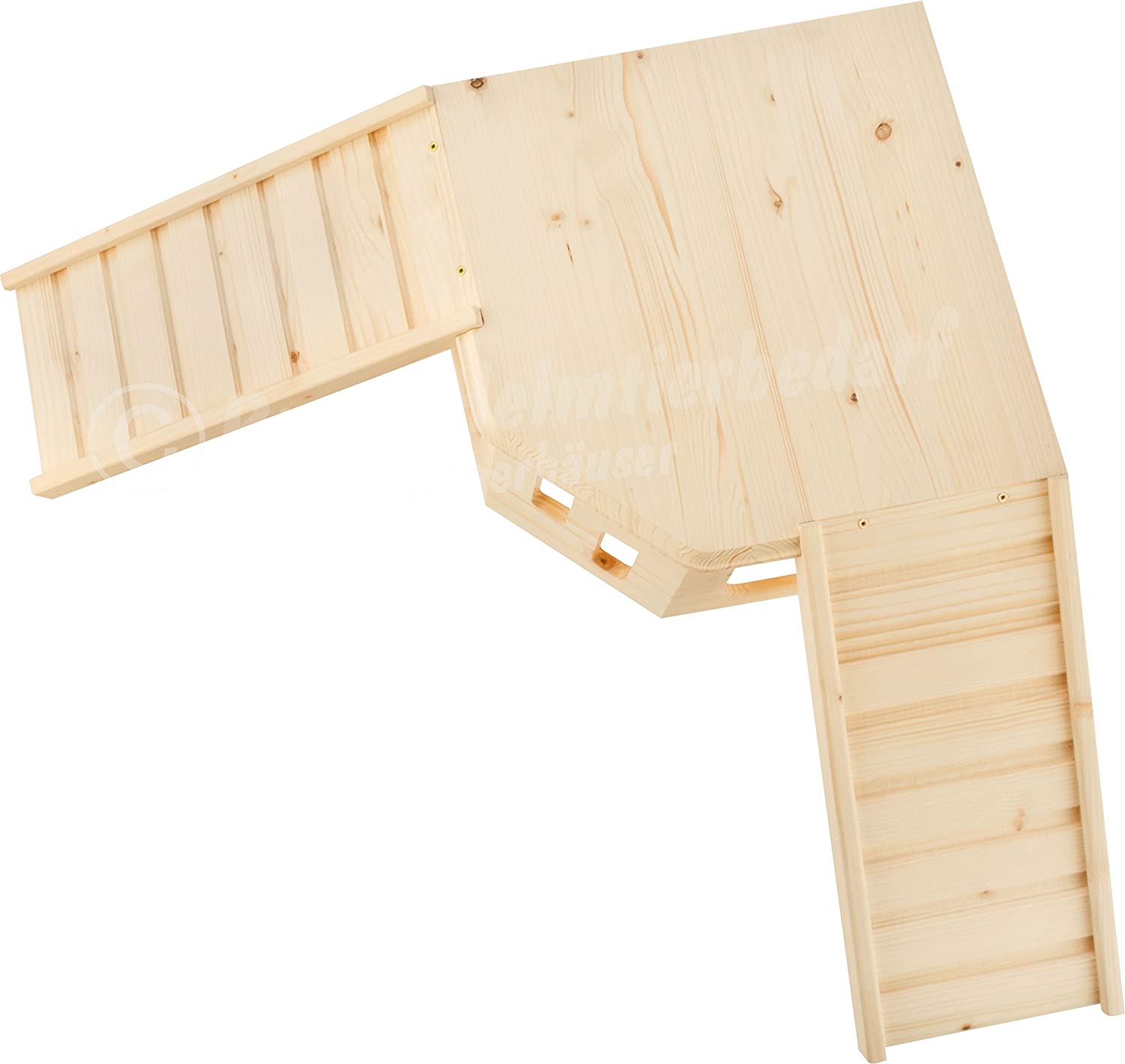 Resch No32 Rodent Corner XL Natural solid wood made of spruce/With 2 hidden entrances under the two staircases and an enormous roof patio area - Image 4