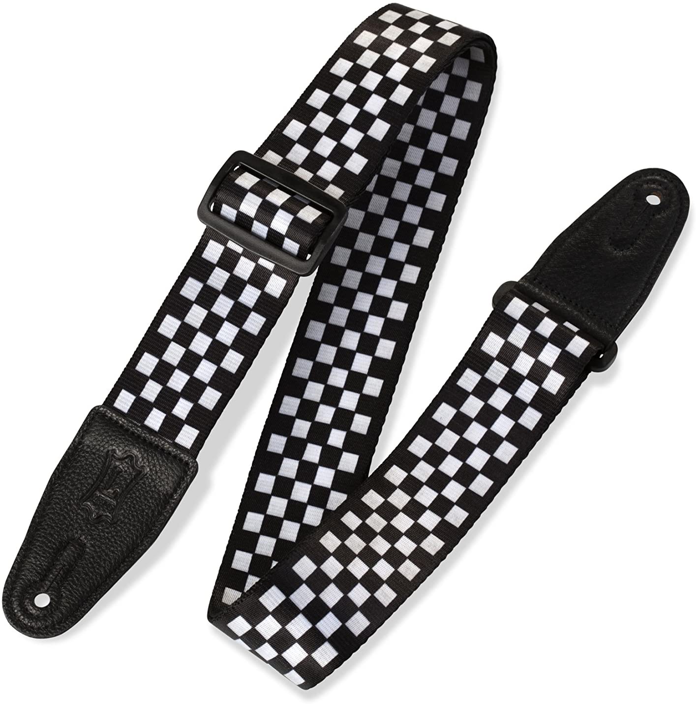 Levy's 2-inch Polyester Guitar Strap - Black/White Chequered, Black/Whitechequered, 2 inch
