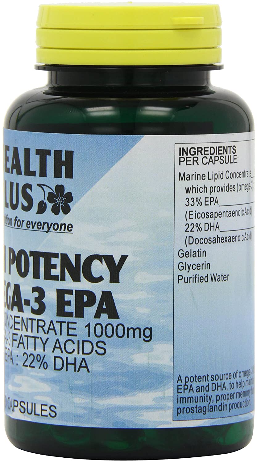 Health Plus High Potency Omega-3 EPA 1000mg (33:22) Fish Oil Supplement - 90 Capsules, Natural, 90 count (Pack of 1) - Image 2