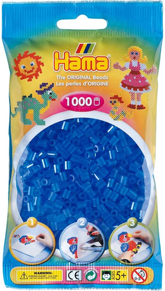 Hama Beads 1,000 Bead Refill Bag - Translucent Blue