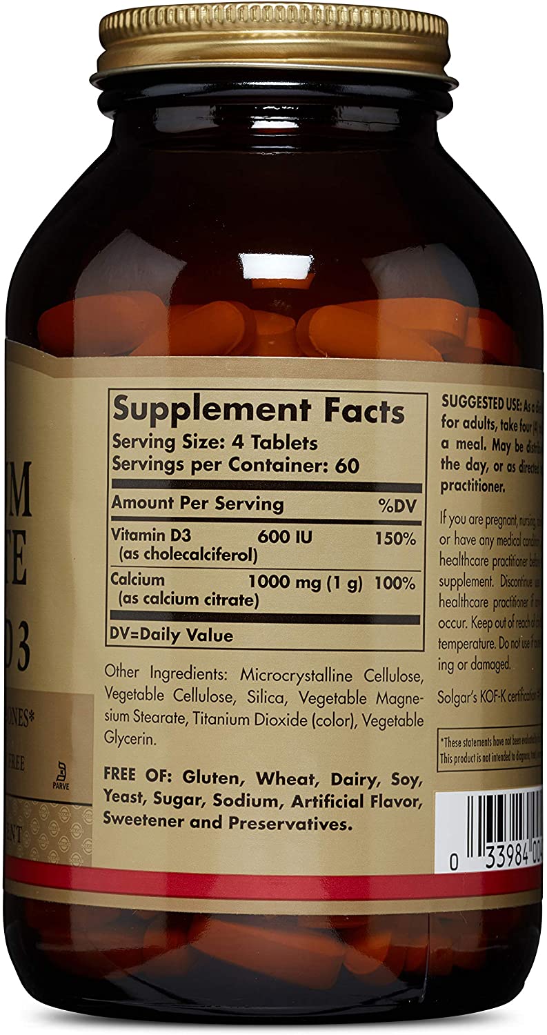 Solgar Calcium Citrate with Vitamin D3 - Healthy Bones & Teeth - High Potency Formula - 240 Tablets, Brown, 240 count (Pack of 1) - Image 2