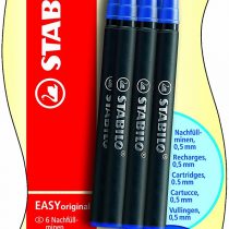 Pack of 6 Stabilo Easy Original Refill Ink Cartridges Blue Medium
