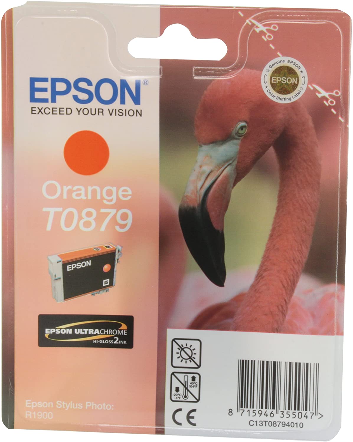 Epson Original T0879 UltraChrome HI-Gloss2 Orange Ink Cartridge, Genuine, Cyan, 1