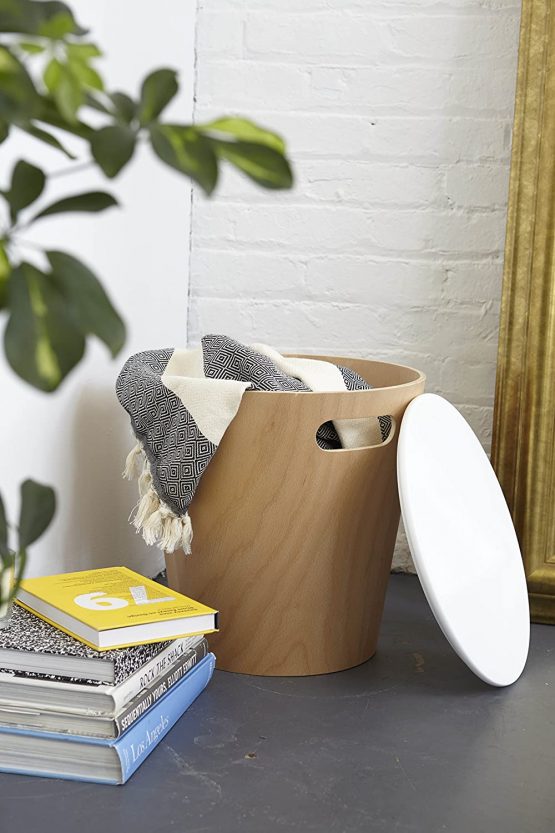 Umbra Woodrow Storage Stool, Wood, White/Natural, 40.41 x 28.3 x 40.69 cm - Image 2