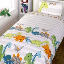 Just Contempo Kids Dinosaur Duvet Cover Set, Single, Grey