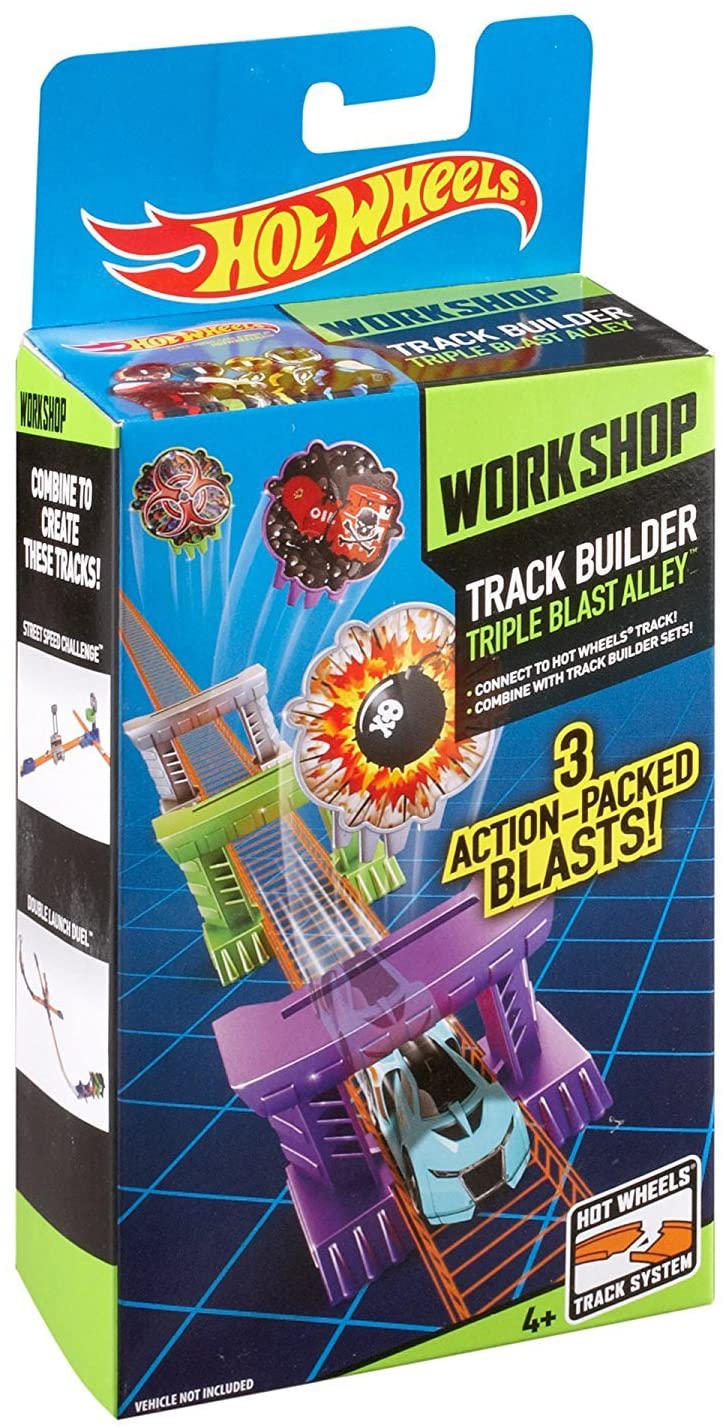 Hot Wheels Toy - Track Builder Workshop - Triple Blast Alley Playset - 3 Action Packed Blast