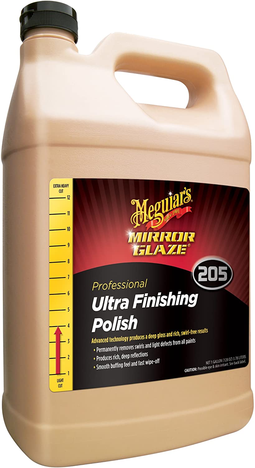 Meguiar's Mirror Glaze 205 Professional Ultra Finishing Car Polish 3.79L M20501, transparent, 3.78 Litre