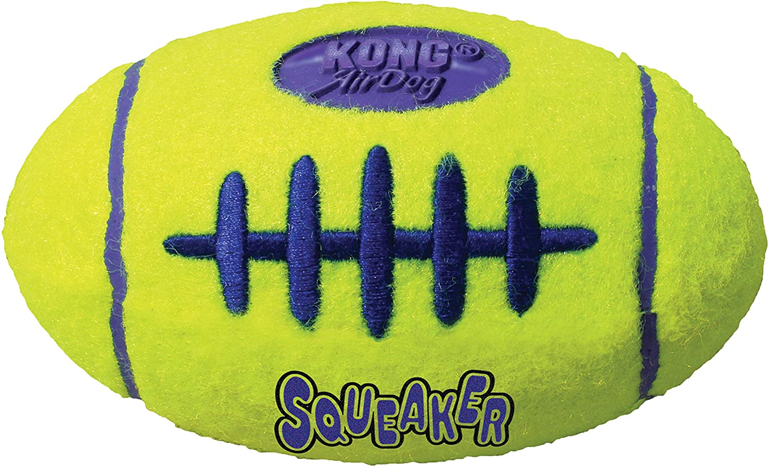KONG - AirDog Squeaker Football - Squeaky Bounce and Fetch Toy, Tennis Ball Material - For Large Dogs, Yellow