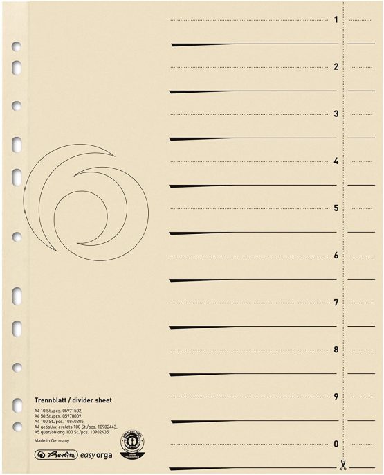 Herlitz A4 Subjects Divider - Buff (50 Pieces)