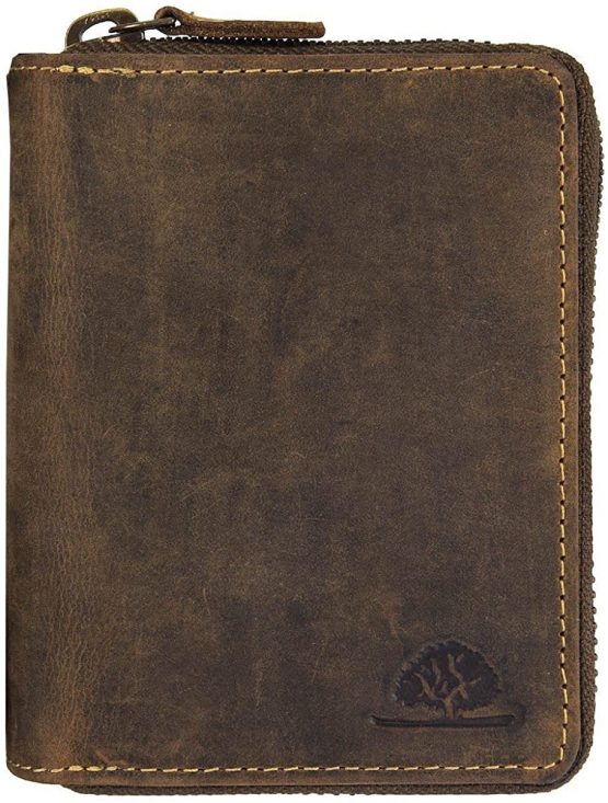 Green Burry Zipper Wallet Brown