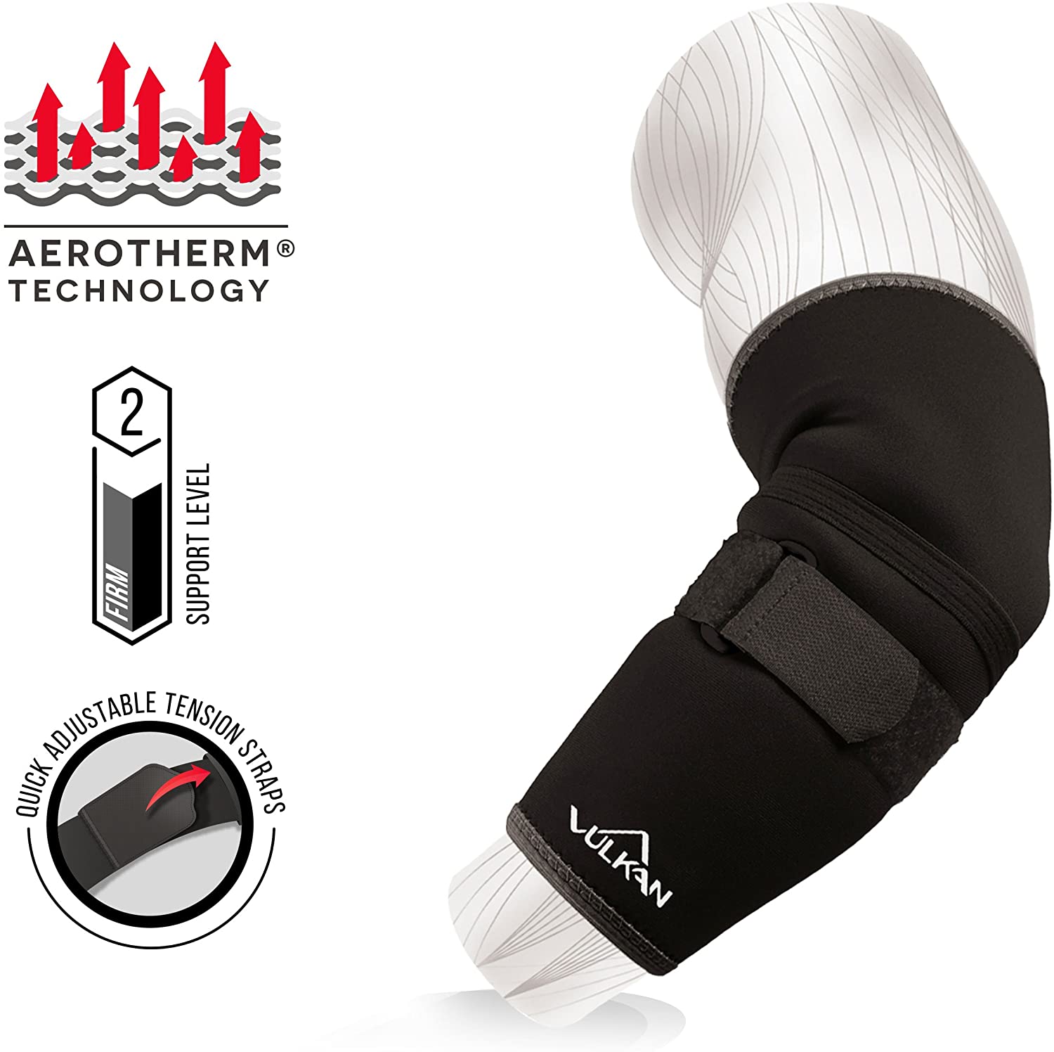 VULKAN Elbow Support, Classic Tennis Elbow Support with Strap, Large, New Style, Compression Sleeve, for Injured Weak - Image 3