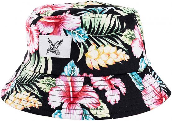 Blackskies Paradise Bucket Hat | Unisex Sun Hat Fisherman Boonie Bob Black Floral - Image 3