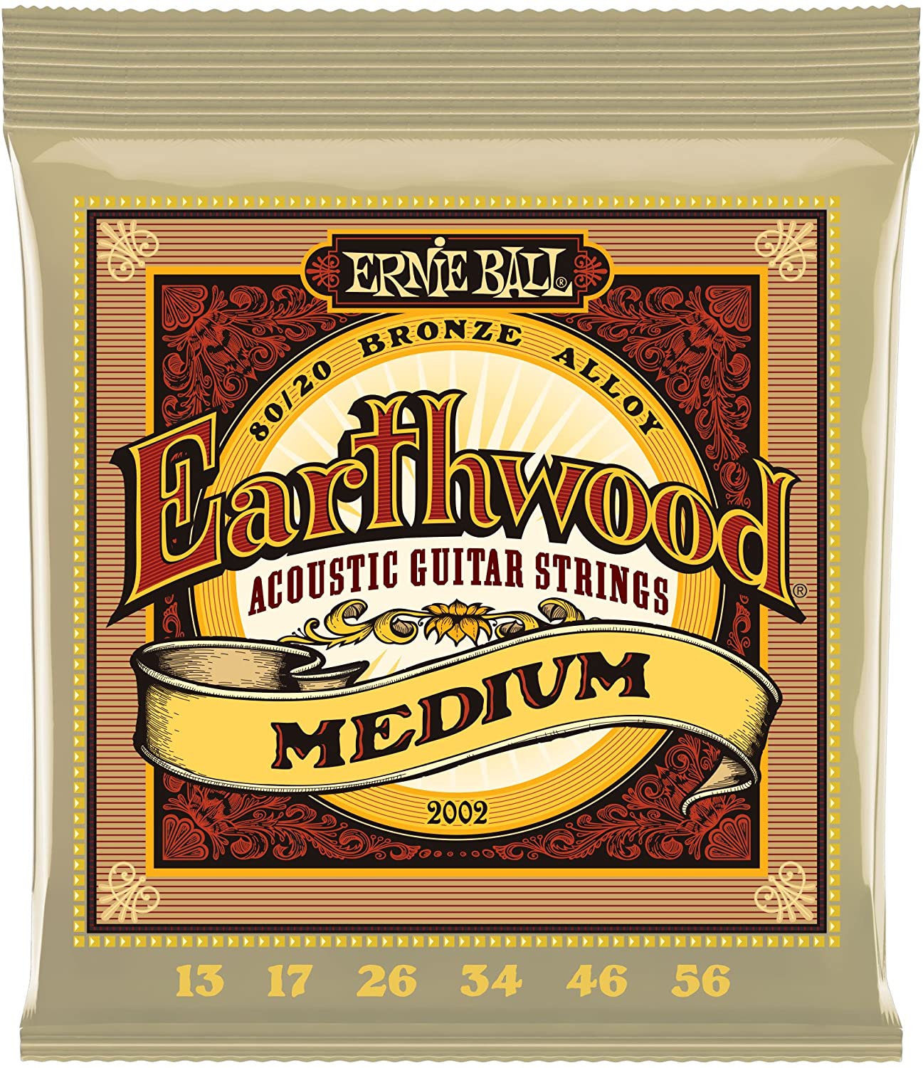 Ernie Ball Earthwood Medium 80/20 Bronze Acoustic Guitar Strings - 13-56 Gauge