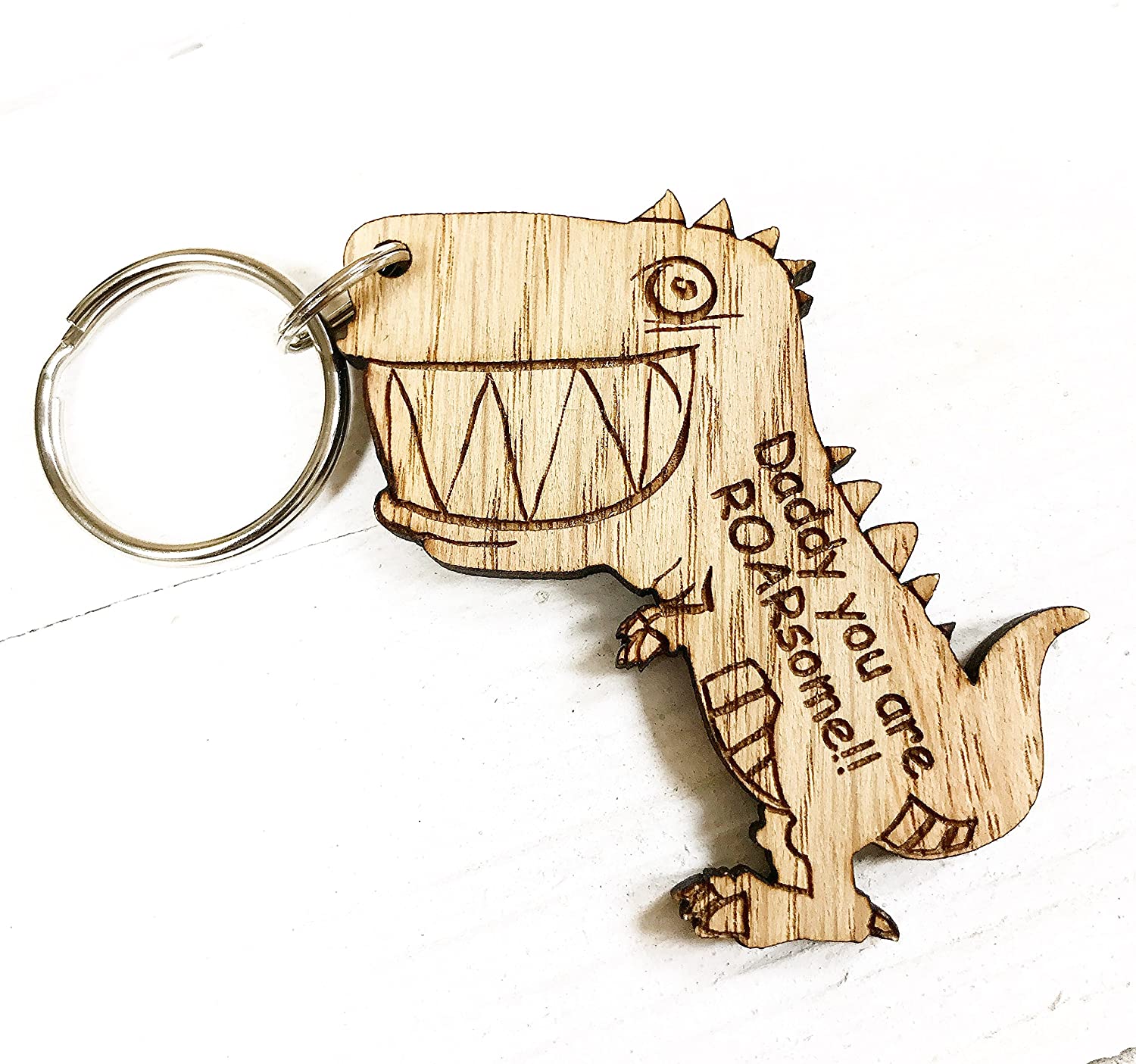 Manta Makes Daddy Keyring, Fathers Keychain, Daddy you are ROARsome wooden engraved key ring