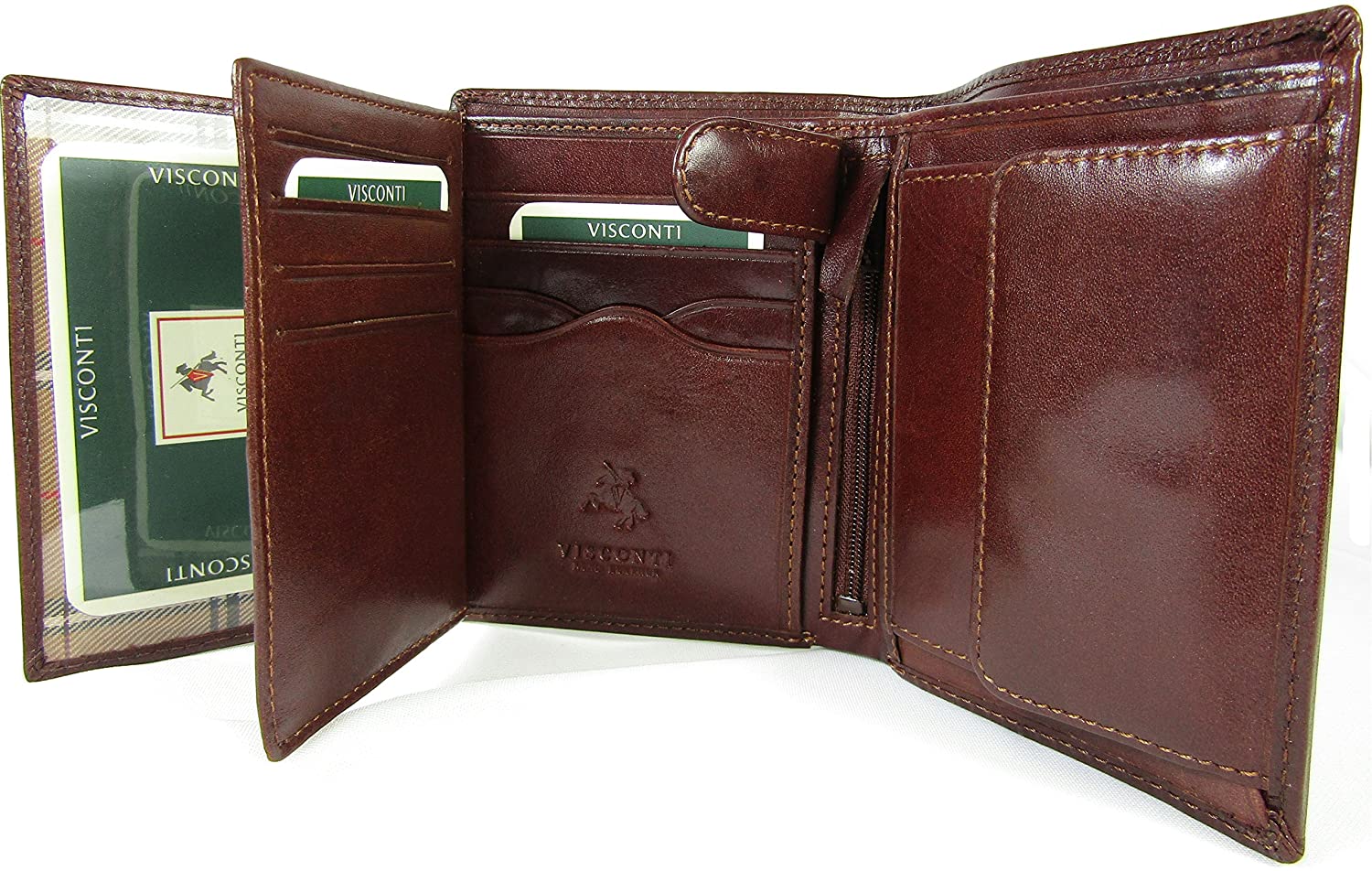 New Visconti Monza top of The Range Multi Pocket Italian Leather Mens Wallet Money Bag Style MZ3 (Brown)
