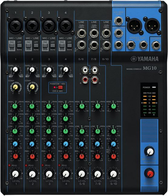 Yamaha MG10 Mixing Console - Compact mixer with 10 input channels and D-PRE mic preamps