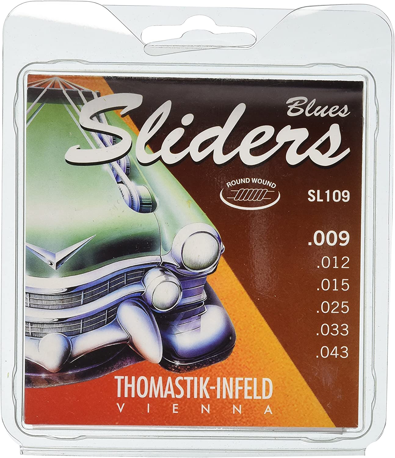 Thomastik Saiten für E-Gitarre Sliders Blues Series Satz SL109 Light .009-.043w, natural