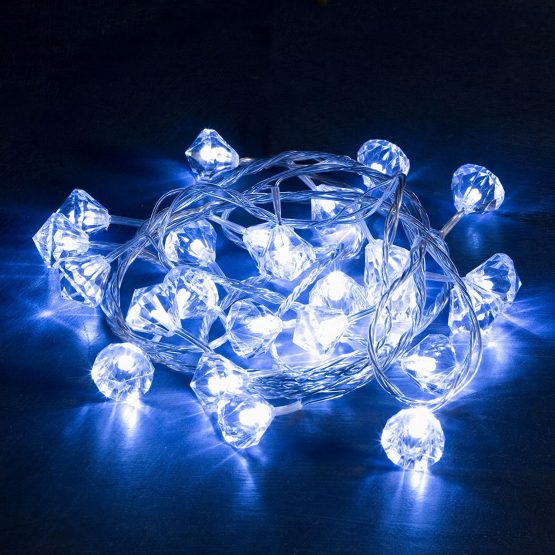 Konstsmide Fairy Lights 24 LEDs "Decorative Diamonds" Ice White Indoor/Christmas Tree Lights String Lights/Party Decorations Multifunction with Memory/Transparent Cable, 1397-203EE - Image 2